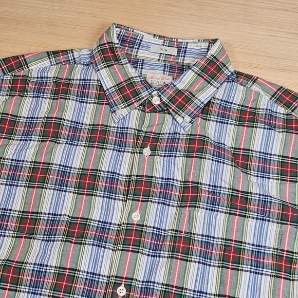 J.Crew Other - J. Crew Secret Wash Poplin Button Down Mens L Blue Plaid Slim Fit BN127 Preppy‎